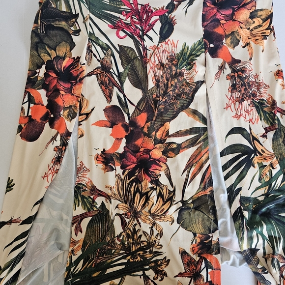 Lascana For Venus Off The Shoulder Tropical Floral Print Maxi Slit Dress Size L - Picture 10 of 12
